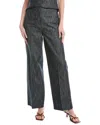 Kenneth Cole Indigo Twill Linen-blend Wide Leg Pant
