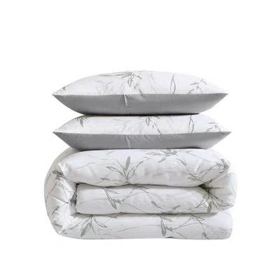 Kenneth Cole Ink Wash Vine Comforter Bonus Set In Green,white