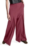 Kenneth Cole Inverted Pleat Wide Leg Pants In Burgundy