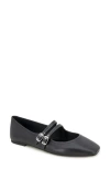 Kenneth Cole Jasmine Mary Jane Flat In Black Leather