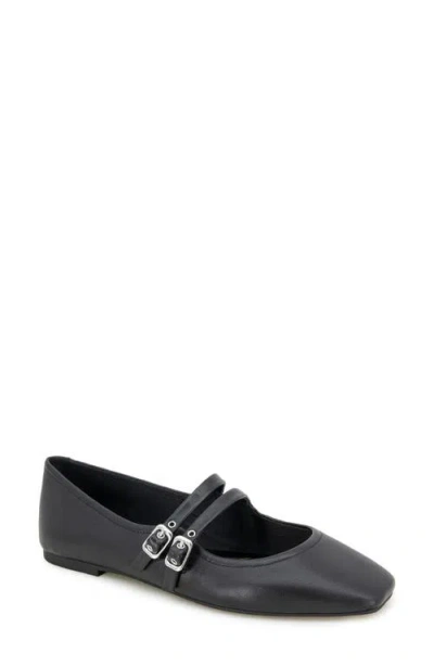 Kenneth Cole Jasmine Mary Jane Flat In Black Leather