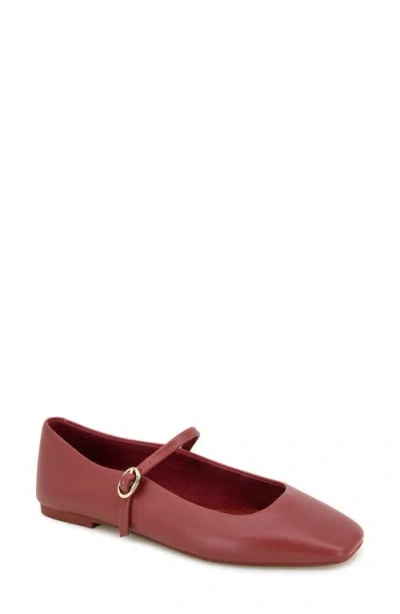 Kenneth Cole Jasper Mary Jane Flat In Rio Red Leather