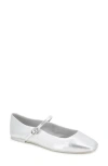 Kenneth Cole Jasper Mary Jane Flat In Silver Leather