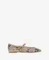 Kenneth Cole Jasper Snakeskin Embossed Mary Jane Flat In Taupe Snake