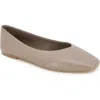 Kenneth Cole Johanna Square Toe Flat In Taupe Leather