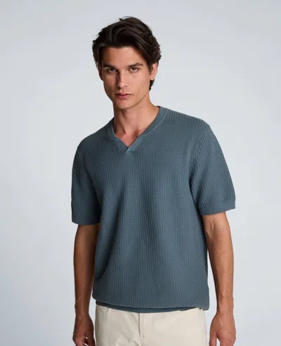 Kenneth Cole Johnny Collar Henley Sweater In Blue