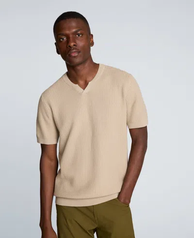 Kenneth Cole Johnny Collar Henley Sweater In Tan Mix