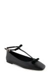 Kenneth Cole Juliet T-strap Flat In Black Leather