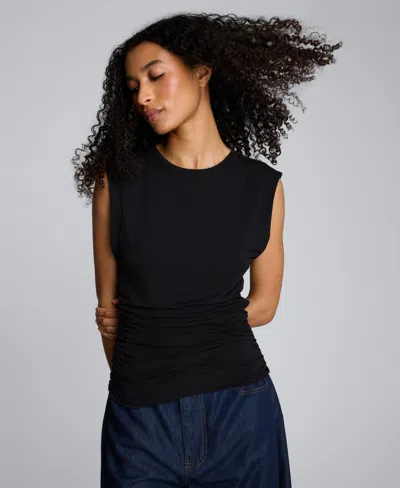 KENNETH COLE WOMEN'S CREW NECK SIDE RUCHED TOP