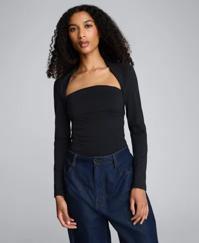 KENNETH COLE JUNIORS' SQUARE NECK LONG SLEEVE TOP