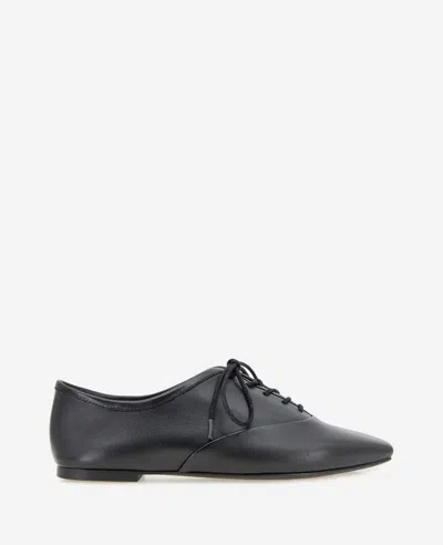 Kenneth Cole Justice Box Toe Lace Up Flat In Black Leather