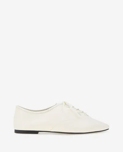 Kenneth Cole Justice Box Toe Lace Up Flat In Ecru Leather