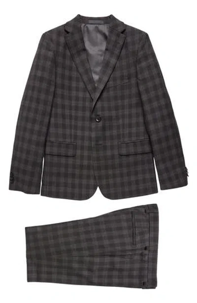 Kenneth Cole Kids' Plaid Suit Jacket & Pants Set In Black