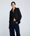 Kenneth Cole Knit Button Front Long Sleeve Shirt In Black
