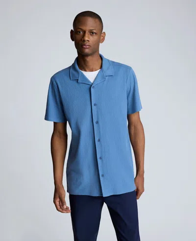 Kenneth Cole Knit Camp Shirt In Blue