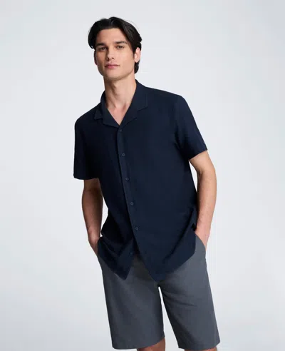 Kenneth Cole Knit Camp Shirt In Blue
