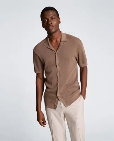 Kenneth Cole Knit Camp Shirt In Gold
