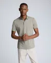 Kenneth Cole Knit Two-toned Button Polo In Sage