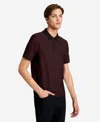 Kenneth Cole Knit Zip Polo In Brown