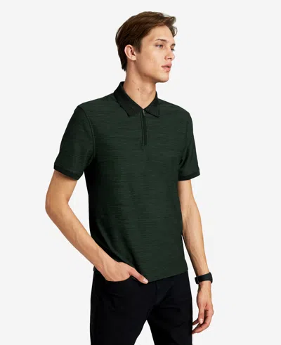 Kenneth Cole Knit Zip Polo In Green