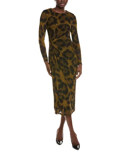 Kenneth Cole Knot Front Modern Midi Dress In Animal Print