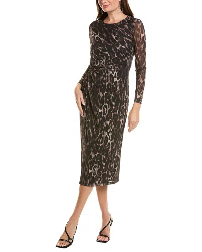 Kenneth Cole Knot Front Modern Midi Dress In Black
