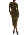 Kenneth Cole Knot Front Modern Midi Dress In Green