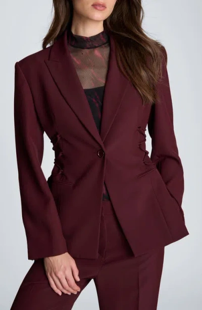 Kenneth Cole Lace Detail One-button Blazer In Burgundy