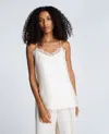 Kenneth Cole Lace Trim Satin Camisole In White