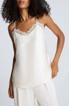 Kenneth Cole Lace Trim Satin Camisole In White