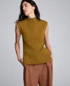 Kenneth Cole Large Chevron Stitch Sleeveless Mock Neck Sweater In Brown