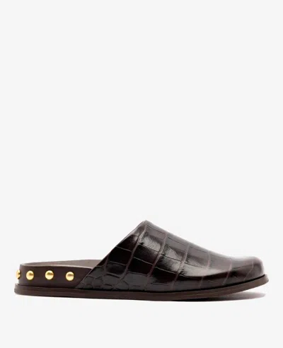 Kenneth Cole Larroudé X : Clog Dark Oak Croco Leather In Black