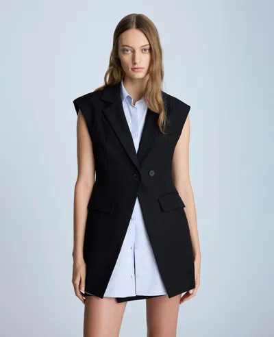 Kenneth Cole Layered Vest With Detachable Front Shirt In Black,pale Sky