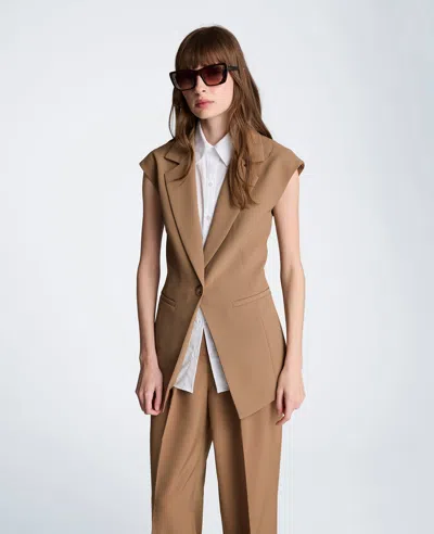 Kenneth Cole Layered Vest With Detachable Shirt Inset In Brown