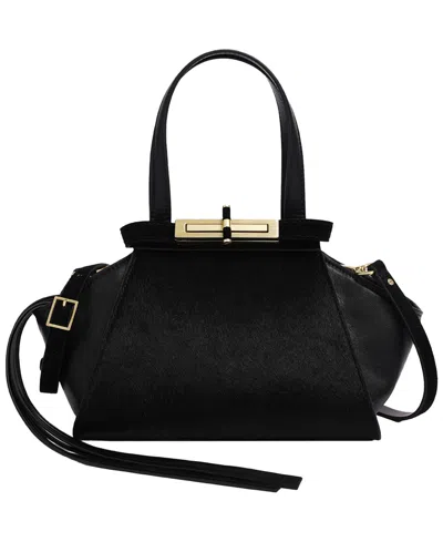 Kenneth Cole Leather Small Satchel Handbag In Black