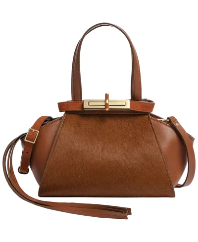 Kenneth Cole Leather Small Satchel Handbag In Brown