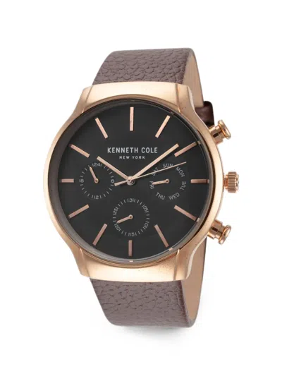 Kenneth Cole 레더 스트랩 42mm 시계 In Black