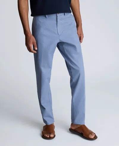 Kenneth Cole Linen Blend Slim Fit Flat Front Chino Pant In Med Blue