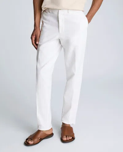 Kenneth Cole Linen Blend Slim Fit Flat Front Chino Pant In White