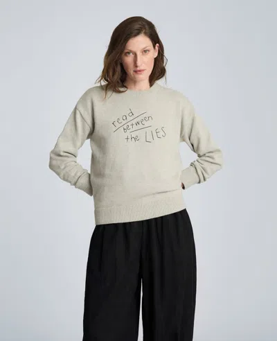 Kenneth Cole Lingua Franca Read Between The Lies Unisex Cotton Crewneck Sweater In Green