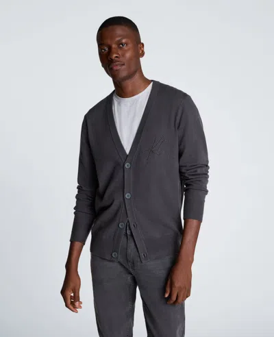 Kenneth Cole Logo Cardigan In Gray