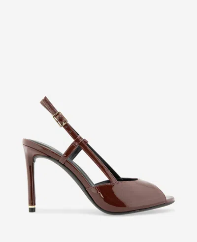 Kenneth Cole Londyn Patent Peep Toe Heel In Hot Chocolate Patent