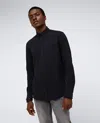 Kenneth Cole Long Sleeve Button Down Stretch Shirt With Pocket In Black