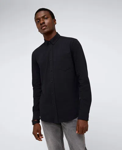 Kenneth Cole Long Sleeve Button Down Stretch Shirt With Pocket In Black
