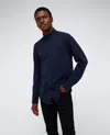 Kenneth Cole Long Sleeve Button Down Stretch Shirt With Pocket In Navy