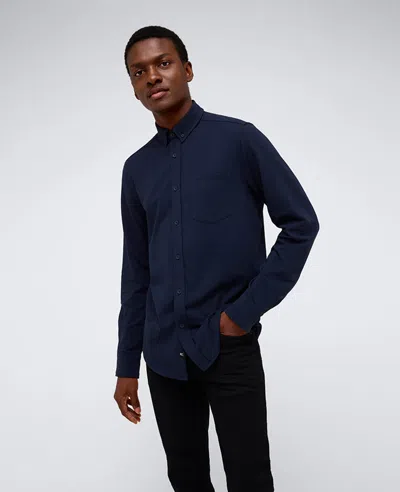 Kenneth Cole Long Sleeve Button Down Stretch Shirt With Pocket In Navy