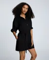 Kenneth Cole Long Sleeve Button Front Easy Fit Denim Romper