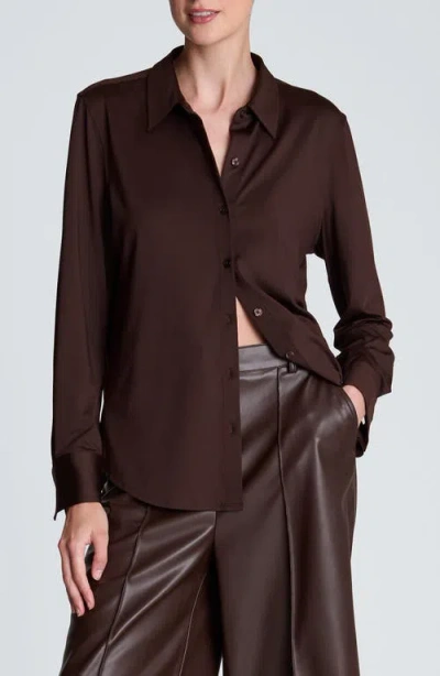 Kenneth Cole Long Sleeve Button Front Shirt In Burgundy