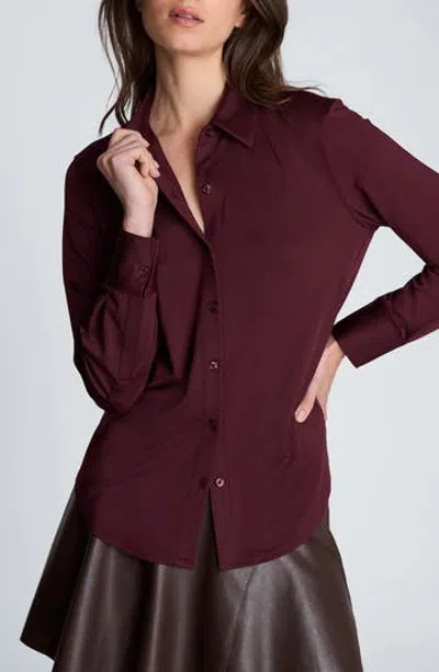 Kenneth Cole Long Sleeve Button Front Shirt In Burgundy