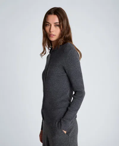 Kenneth Cole Long Sleeve Mini Button Funnel Neck Sweater In Gray